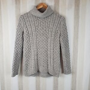 Lands' End Cableknit Turtleneck Sweater Gray Size Extra‎ Small Cotton Wool Blend